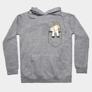 Cute Funny Happy  Unicorn In Pocket Artwork Hoodie